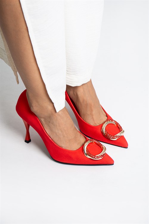 Angelica Kırmızı Sivri Burun Kadın Topuklu Ayakkabı