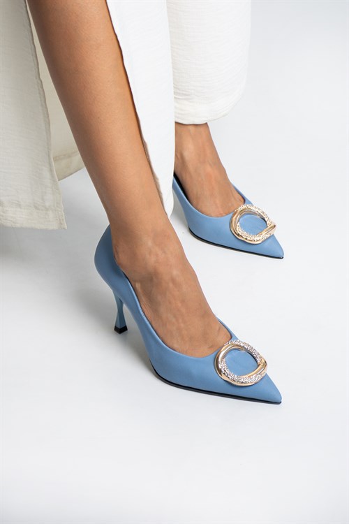 Angelica Mavi Sivri Burun Kadın Topuklu Ayakkabı