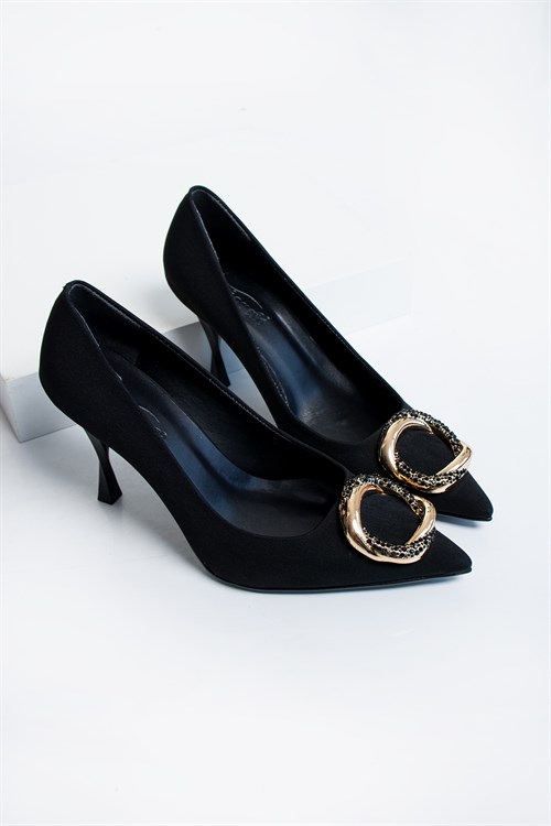 Angelica Siyah Sivri Burun Kadın Topuklu Ayakkabı