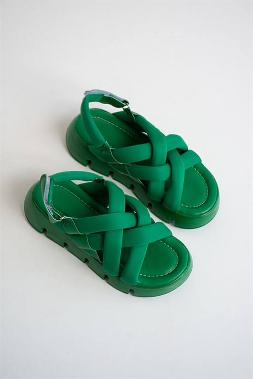 Charissa Yeşil Çapraz Bant Detay Kadın Sandalet