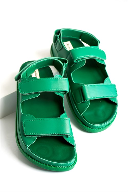 Dianthe Yeşil Mat Bantlı Kadın Sandalet